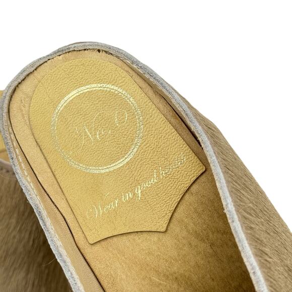 No. 6 New School Clog Wedge 39 9 Horsehair Brown Tan Classic Handmade Luxe Wood - Picture 2 of 9